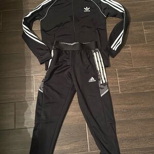Adidas youth Black and White Athletic Tracksuit